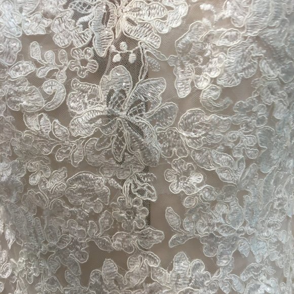 NWT Poet Sleeve Lace Blush/Ivory Wedding Dress - Picture 15 of 16